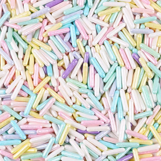 Pastel Sprinkles for Cake Decorating 3.5 Ounce Edible Mini Sugar Rods Sprinkles for Cookie, Cupcake Topper, Ice Cream, Candy, Chocolate Decorations for Wedding Party Anniversary Celebration