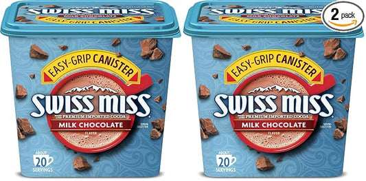 Swiss Miss Milk Chocolate Flavored Hot Cocoa Mix,Hot Cocoa Bar Supplies,22.23 oz. Canister,(Pack of 2)