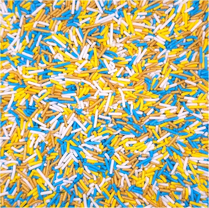 NCS Los Angeles Game Day Gold, Yellow, Blue & White Jimmies Edible Sprinkles – Cupcake, Cake & Cookie Decorations, 7 oz