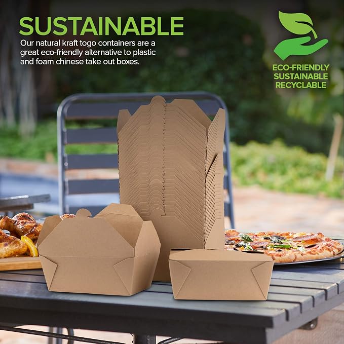 Microwavable Kraft Brown Take Out Boxes 112 oz (30 Pack) Disposable Food Containers - Recyclable Cardboard Lunch Box - Take Out Containers Disposable - to Go Boxes for Restaurants, Delivery, Catering