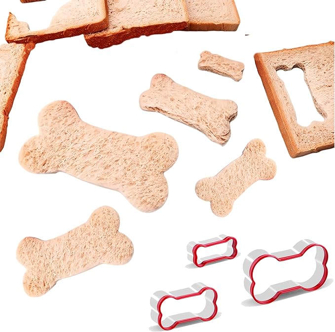 3-Piece Dog Bone Cookie Cutters Set (2.36''/3.14''/3.9'') - Coated with Soft PVC for Protection, Non-Slip Baking Tools for Dog Treats & Cookies.By ENBRWAS