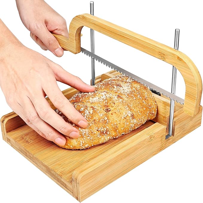 Bread Slicer for Homemade Bread w/Upgraded Bread Knife Adjustable to 8 Different Thickness Sourdough for Cakes, Sandwich, Toasts - Kitchen Gadget & Christmas Gifts