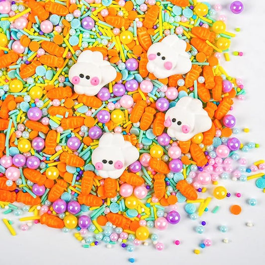 Cobakey Easter Sprinkles for Cookies 4.23 Ounce Carrot Sprinkles for Baking Rabbit Toppers Perfect for Easter Cake Decorations, Baking, Ice Cream, Cookies, Cupcake Topper