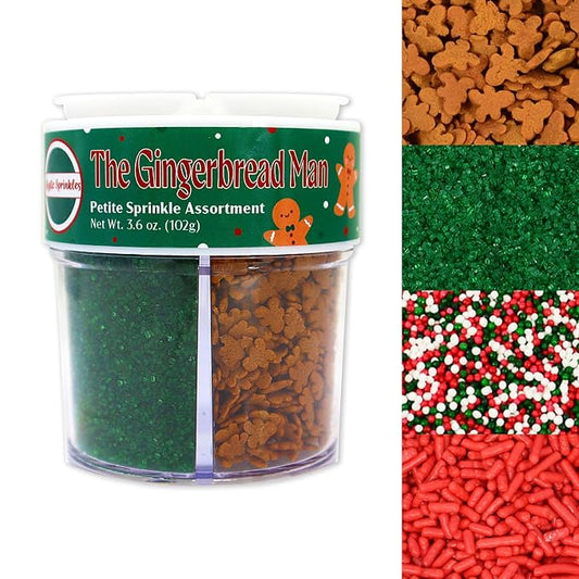 Mystic Sprinkles 4 Cell Sprinkle Assortments (The Gingerbread Man, Petite)