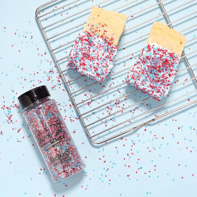 Red Blue and White Sanding Sugar Sprinkles, Sujoygar 5oz Edible Cake Patriotic Sprinkles for Ice Cream Toppings Cupcake Chocolate Decoration, 4th of July Party Cookies Baking Dessert Food Supplies