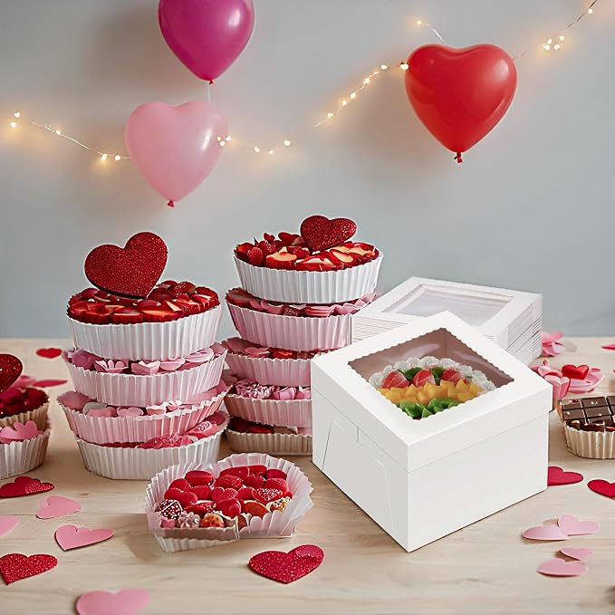 30Pcs Cake Boxes 12 Inch, White Paper 12x12x8 Cake Box For Multi-Layer Cakes Transport, Fathers Day Gift Giving Baking Storage(30pcs box)