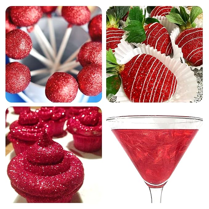 Red Edible Glitter Spray – Herbeklab 10g Food Grade Edible Shimmer Spray for Cakes, Cookies, Chocolate, Strawberries, Drinks and Cocktails– Upgraded Bottle Design