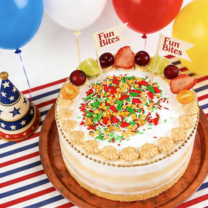 Edible Jimmies Sprinkles for Cake Decorating, 150g/5.29oz, Green & Red Tree Sprinkles, Gold Bell Yellow Nonpareils & White Sugar Mix, Cookies Cupcake Decorations, Baking Party Birthday Supplies