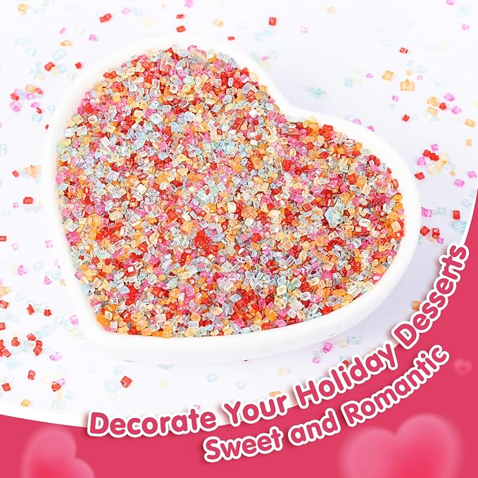 Rainbow Sanding Sugar Sprinkles,Edible Colorful Sprinkle Mix,150g/5.3oz,Edible Sugar Crystals for Cake Decorating,Sprinkle Mix for Baking Decorations,Cookies,Ice Cream,Fondant Cake,Caramel Apples,Cupcakes,Desserts,Wedding Birthday Party Supplies