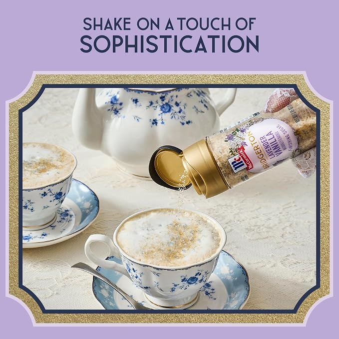 McCormick Bridgerton Finishing Sugar, Lavender Vanilla, Limited Edition, Floral Lavender Notes, Smooth Vanilla Flavor, For Cakes, Cocktails, Matcha Tea, and More, 3.45 oz (Pack of 2)