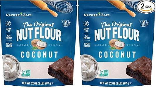 Nature’s Eats Coconut Flour 32 oz - 100% Organic Fine Coconut Flour - Gluten Free, Keto, Vegan Baking Ingredient - Non-GMO, High Fiber - Grain Free Substitute for Healthy Recipes (Pack of 2)