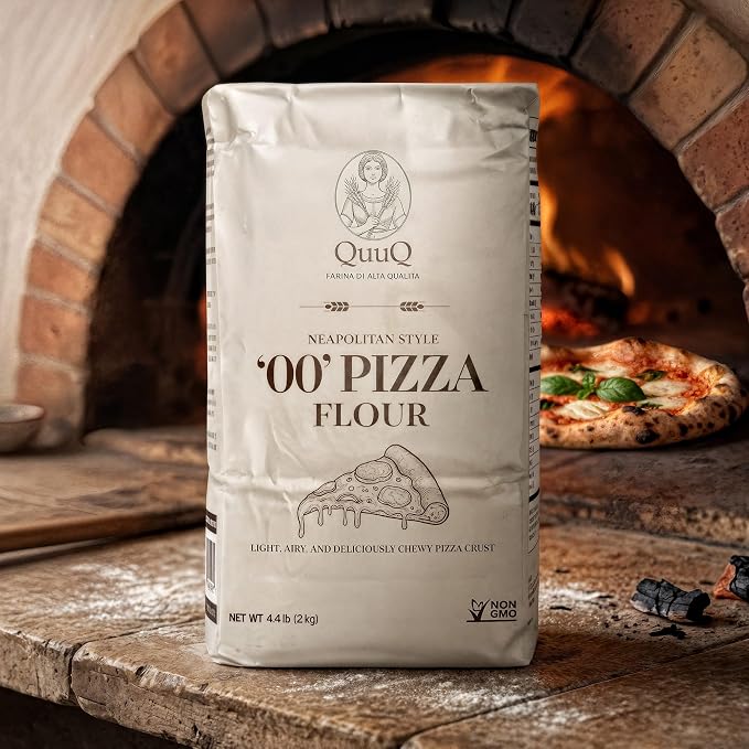 QuuQ 00 Pizza Flour 2 Pack 8.8 lb (4 kg), Type 00 Flour, Neapolitan Style, Ultra Fine Grind, Unbleached Unbromated Non-GMO Enriched Wheat Flour, Wood Fired and Home Oven Baking