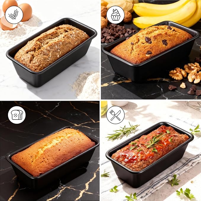 Wrenbury Bread Pan - Nonstick 8x4 Loaf Pans for Baking Bread with Rust Resistant Construction - Dishwasher Safe Bakeware for Homemade Cakes - Air Fryer Safe | Rust Resistant Construction - Dishwasher Safe Bakeware for Homemade Cakes - Air Fryer Safe
