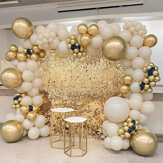 Voircoloria 110pcs Metallic Gold Balloons 12inch Chrome Gold Latex Party Balloons for Graduation, Wedding, Birthday, New Year, Baby Shower, Anniversary Party Decorations