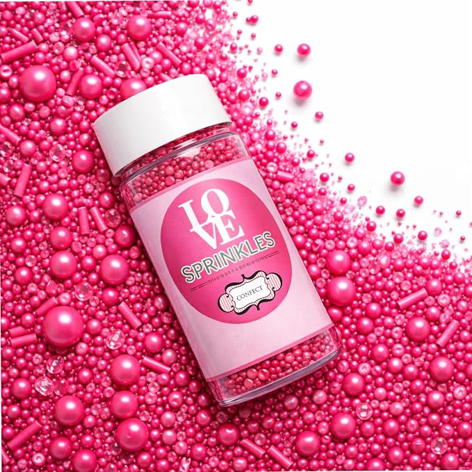 Confect Crimson Pink Sprinkles – Premium Dark Pink Pearl Cake & Cupcake Sprinkles (4.2 oz) – Bake Stable, Soft Chew, No Synthetic Dyes – Edible Decorating Sprinkles for Cookies & Baking