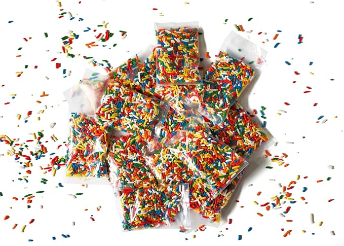 Rainbow Sprinkles in Individual Portion Packets - Ready-to-Use Colorful Sprinkles for Cake Decorating,Baking,Ice Cream Toppings for Parties - Single-Serve .55 oz Pouches (20 Count)