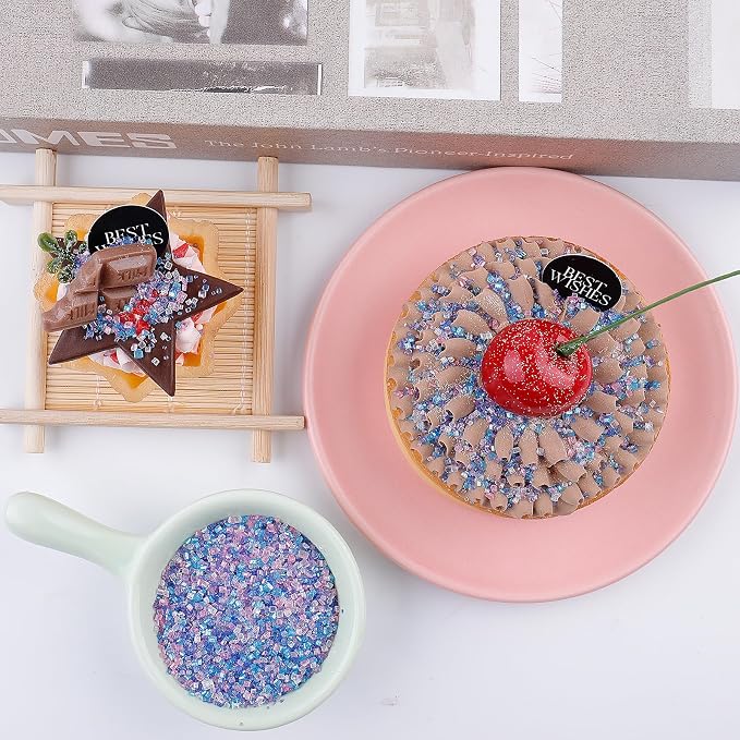 Mermaid Sprinkles for Cake Decorating, Sanding Crystal Sugar 130g/4.59oz, Cupcake, Cookie and Donuts Toppings