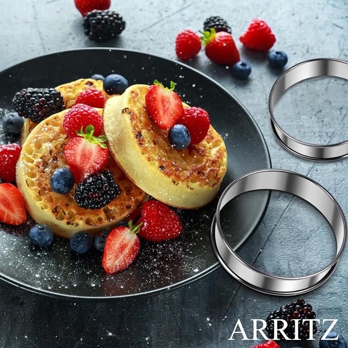 3.15inch English Muffin Rings, 6pcs Double Rolled Stainless Steel Rings Molds for Cooking English Muffin Cake Moulds Cake Rings