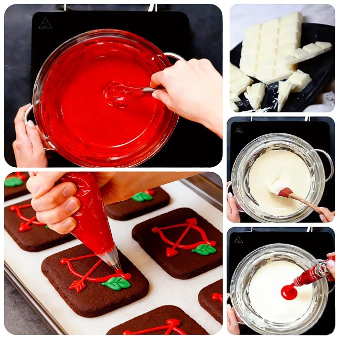 Oil Based Food Coloring for Chocolate - 2 Vibrant Valentine‘s Day Food Colors (Red, Green - 12ml (0.4floz) Bottles - Edible Dye for Baking, Cookies, Frosting & Cake Decorating - Non-GMO,Vegan