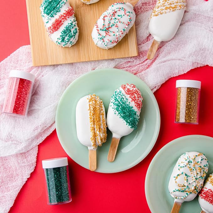 Sweets Indeed Sprinkles, 4 Pack, Edible Sprinkle Mix, Perfect for Cake Decorations, Baking, Ice Cream, Cookies, Cupcake Topper (Holiday Sugar)