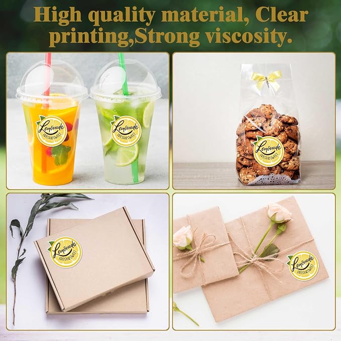 Cute Lemon Stickers Roll Waterproof, Fresh & Sweet Lemonade Sticker for Cups, Lemonade Stand Must Have