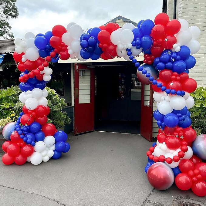Red White and Blue Balloons Garland Arch Kit 154pcs 4th of July Decorations with Confetti Latex Balloons for Independence Day Graduation Baseball Birthday Party Decorations