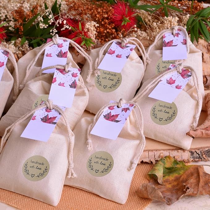 1500 Pcs 1 Inch Kraft Handmade with Love Stickers, Thank You Labels | 3 design rolls with self-adhesive paper labels for bakery packaging, gift bags, envelopes, small business orders, and crafts.