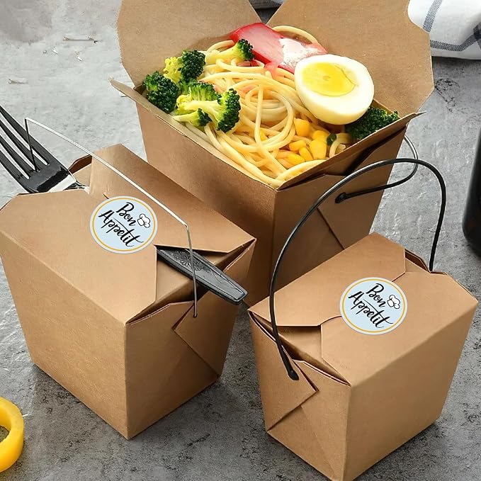300PCS Bon Appetit Sticker,Enjoy Your Meal Stickers,1.5" Round Sealed Labels for Food Service,Bakery Packaging,Catering Business