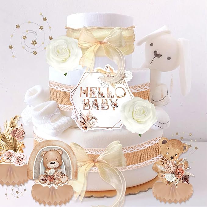 Boho Baby Shower Diaper Cake Decorating Kit Party Supplies Gender Reveal Decorations Baby Shower Gifts Cake Topper