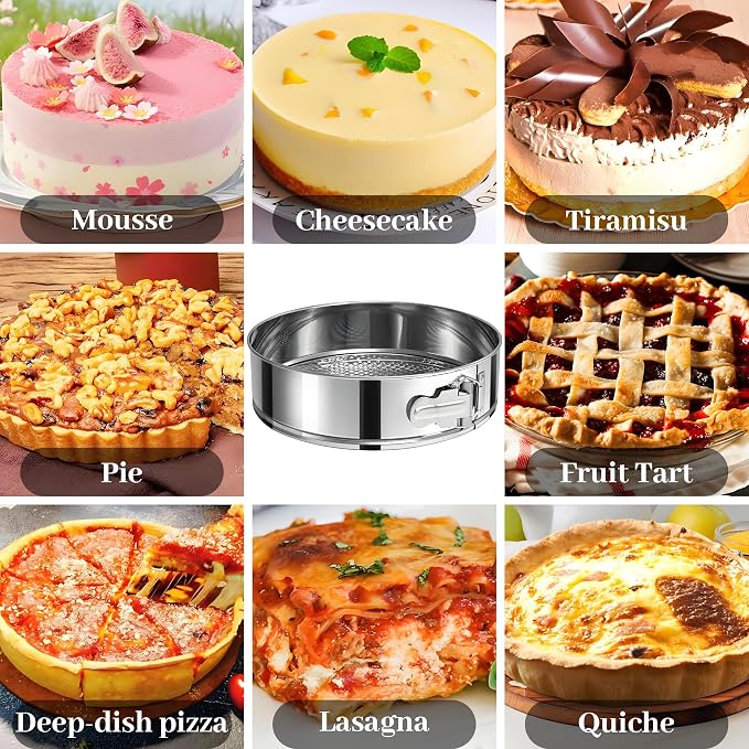9 Inch Springform Pan 304 Stainless Steel Nonstick Springform Cake Pan with Removable Bottom, Round Spring Form Cheesecake Pans