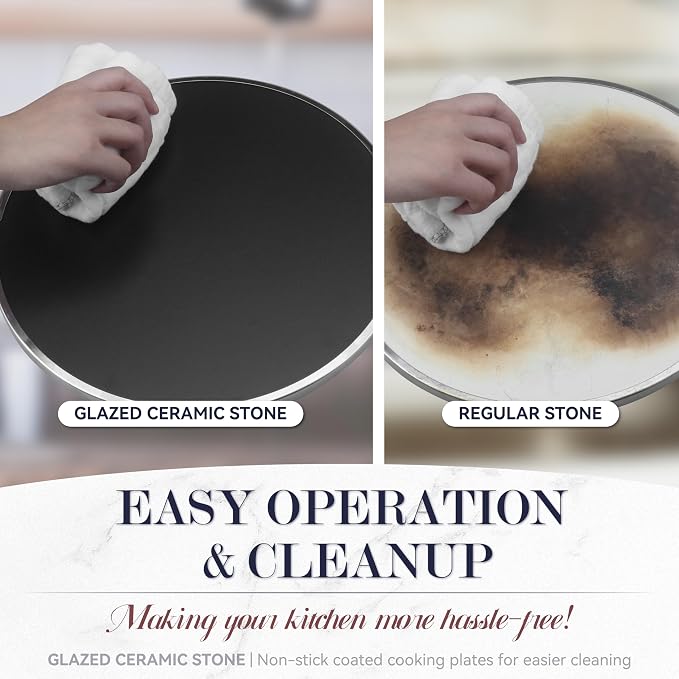 Baker's Friend Electric Pizza Oven Indoor Countertop, 12 Inch Pizza Maker Machine for Home, Pizza Cooker & Grill, Premium Glazed Ceramic Stone, Graphite Gray