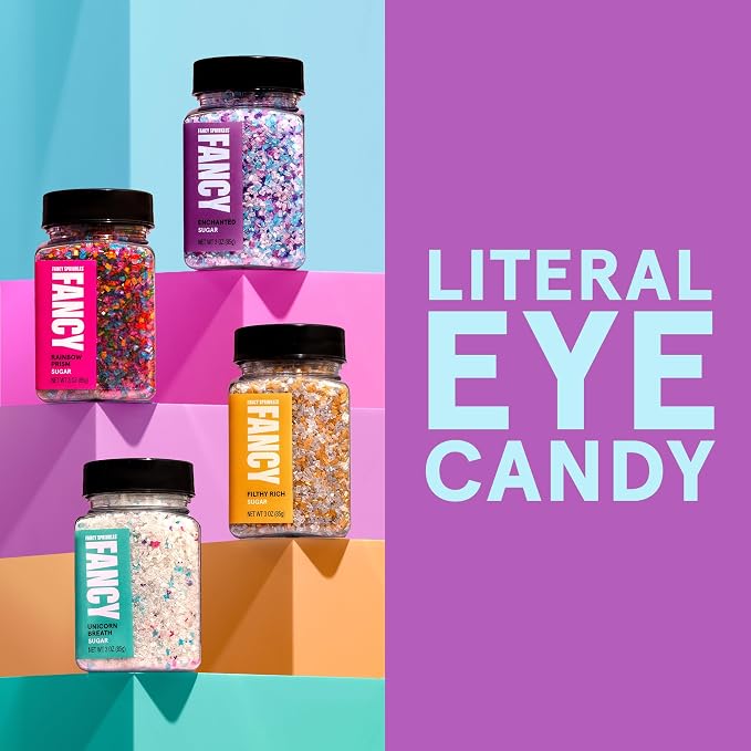 Fancy Sprinkles Rainbow Prism Fancy Sugar | Pearlescent Rainbow Sanding Sugar | Cookie & Cake Decorating | Cocktail & Mocktail Rimming Sugar | 1 Pack (4.6 oz)