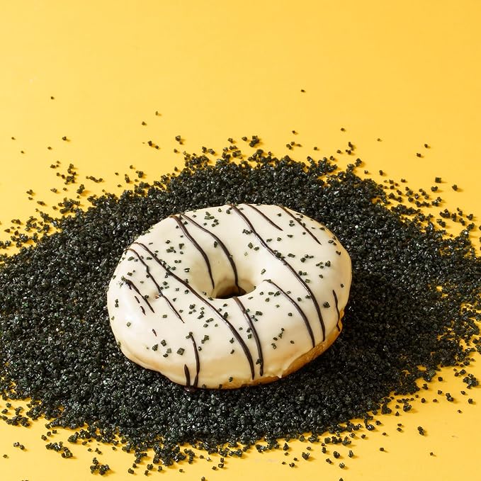 Sujoygar Black Sanding Sugar Sprinkles, 5oz Edible Halloween Black Sugar Crystals for Cocktails, Cake Sprinkles for Chocolate Ice Cream Toppings Cupcake Decoration Wedding Party Cookies Baking Dessert Food Supplies