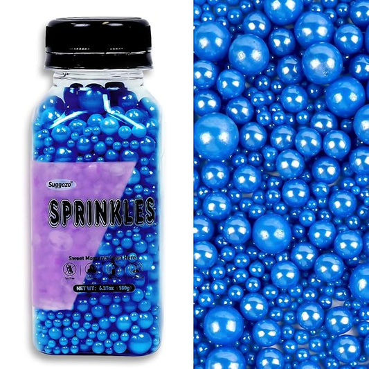Edible Blue Sugar Sprinkles, Edible Sprinkles for Cake Decorating, Patriotic Cupcake Toppers, Cake Decorations, Cookie Decoration, Wedding & 4th of July Party Supplies, 180g/6.35oz