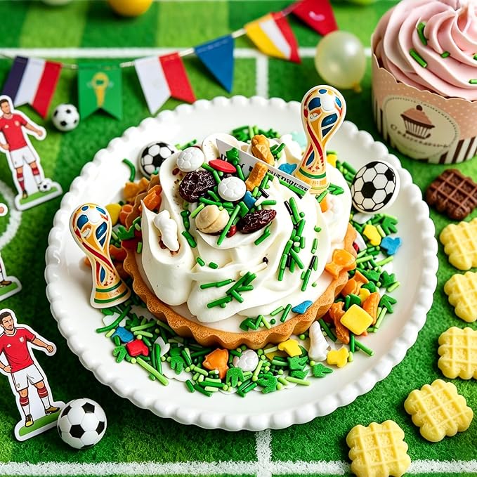 Soccer Sprinkles for Baking Edible, Sprinkles with Sugar Soccer, Trophy, Jersey, Grass, Perfect for Cake, Cupcake, Ice Cream, Cookies, Donuts Toppings
