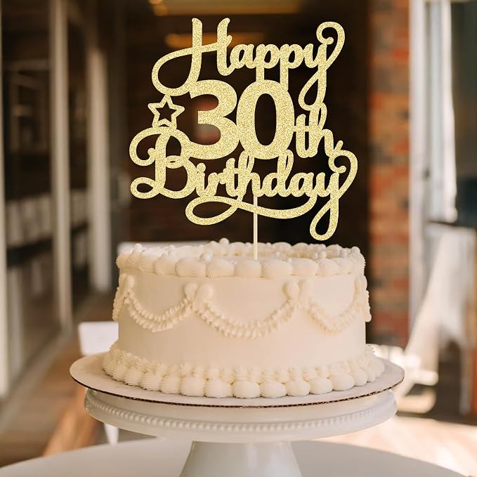 1 Pack Happy 30th Birthday Cake Topper Gold Glitter 30 & Fabulous Cheers to 30 Years Old 30th Birthday Cake Pick for Celebrating 30th Birthday Anniversary Party Cake Decorations Supplies