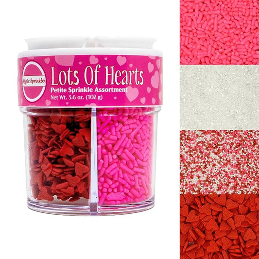 Mystic Sprinkles 4 Cell Sprinkle Assortments (Lot's of Hearts, Petite)
