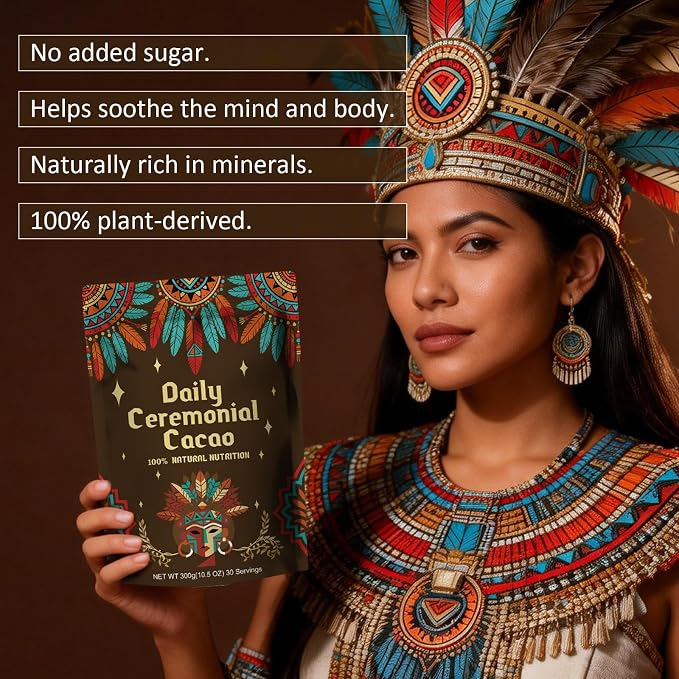 Ceremonial Grade Cacao Powder | High in Flavanol Antioxidants, Magnesium & Theobromine | Supports Mental Clarity, Focus & Natural Energy | Zero Sugar, Pure & Natural Superfood (chocolate)