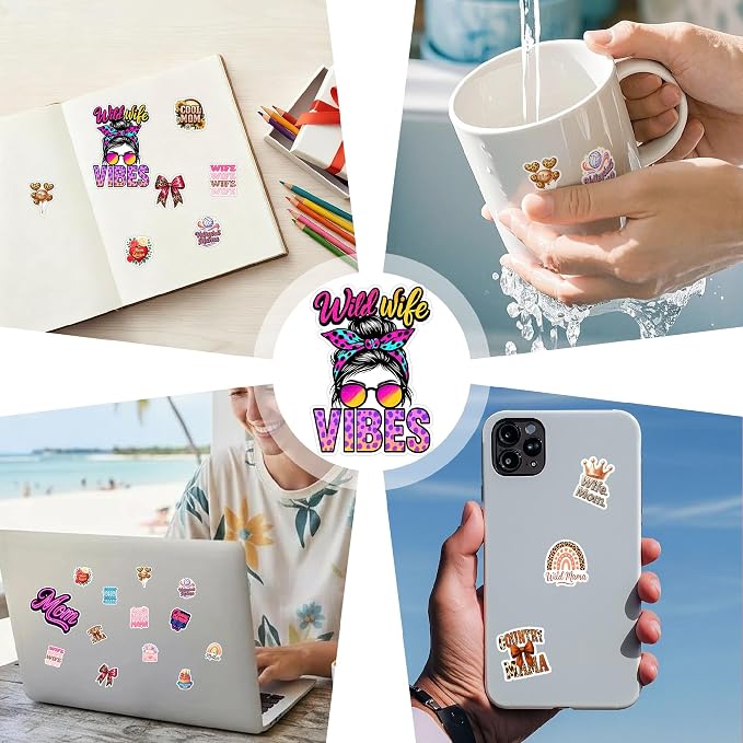 Mom Stickers Pack – 100 PCS Cute Mother & Mama Decals for Women Wife, Grandma – Aesthetic Vinyl Waterproof Sticker for Scrapbook Water Bottle Laptop Phone, Gift Set for Mother’s Day & Birthday