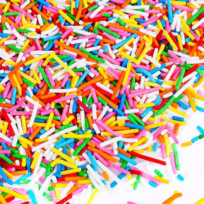 Rainbow Jimmies Sprinkles for Baking, Edible Birthday Sprinkles for Cake Cookies, Ice Cream and Macaron Toppings