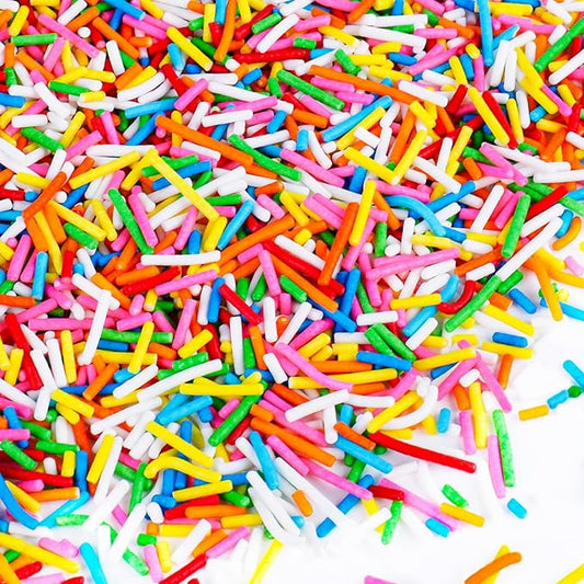 Rainbow Jimmies Sprinkles for Baking, Edible Birthday Sprinkles for Cake Cookies, Ice Cream and Macaron Toppings