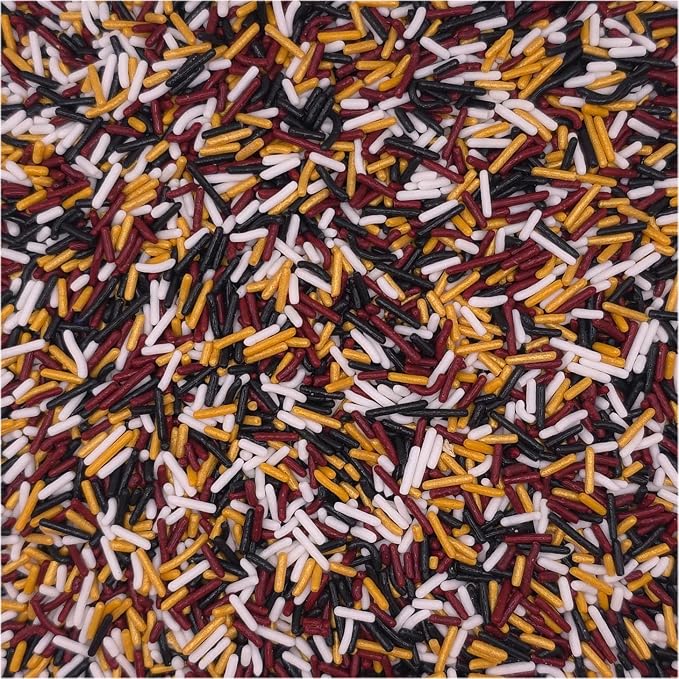 NCS Washington Game Day Burgundy, Black, White & Gold Jimmies Edible Sprinkles – Cupcake, Cake & Cookie Decorations, 7 oz