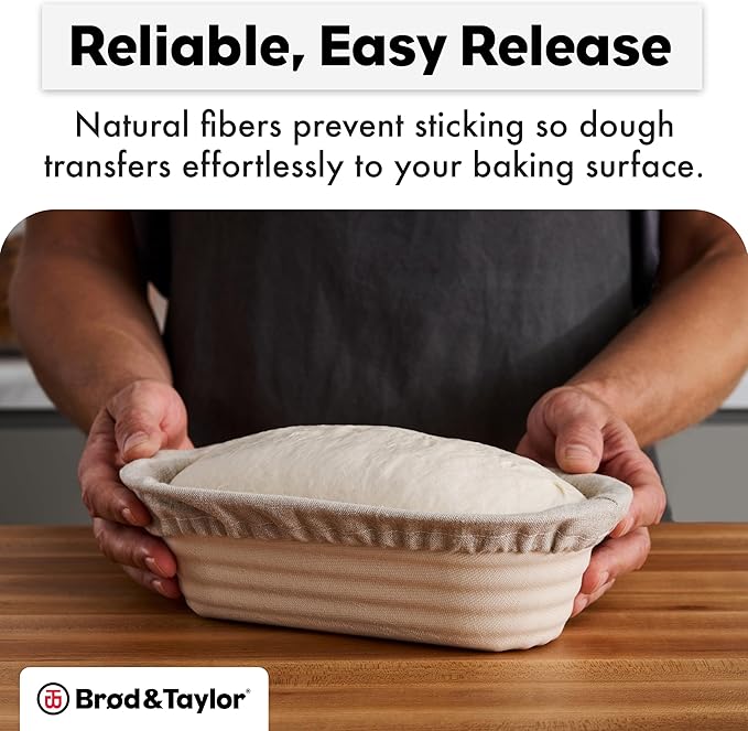 Brod & Taylor Batard Banneton Liner for Sourdough & Artisan Bread Baking – Proofing Liner Made From 100% Natural Linen (1-Pack)