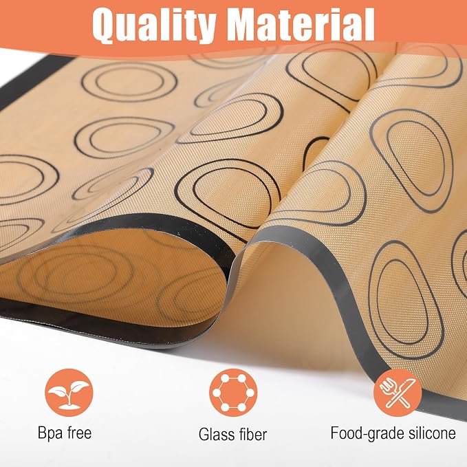 3Pcs Macaron Silicone Baking Mats 16.54 x 11.61Inch Macaron Baking Mat Non Stick Macarons Mat for Macarons, Cookie, Pastry, 1/2 Sheet Size