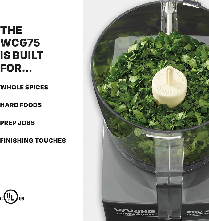 Waring Commercial Pro Prep Chopper Grinder, 3/4 Horsepower High-Speed Motor, 3/4 Quart Capacity, Dual Bowl for Chopping and Grinding, Grind Spices and Hard Foods, Parmesan and Chocolate, WCG75