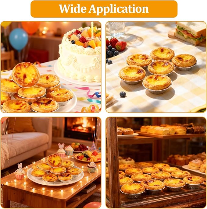 Disposable Aluminum Foil Tart,200 Pack Mini Pie Tins,Pie Pans for Baking Personal Mini Pies,Round Pie Tart Small Tin Foil Pans