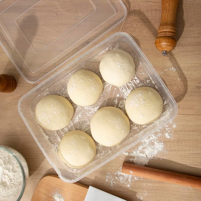 2 Pack Transparent Proofing Box, Observable Pizza Dough Proofing Box, Sealed Pizza Dough Proofing Container whit Lid (Transparent)