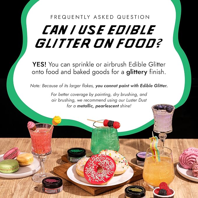 MONÉGASQUE Eden Green Edible Glitter for Drinks 10g – Edible Glitter for Cakes & Cocktails – Food Coloring Spray for Cake Decorations – Cocktail Drink Shimmer Powder – Green Sprinkles for Cake