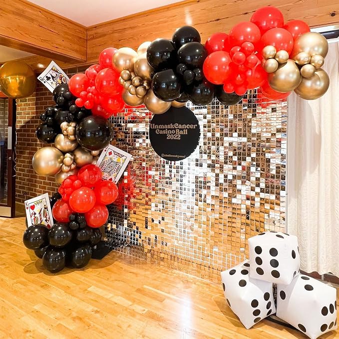 Red Black Gold Balloons Arch Kit 154pcs Different Sizes Latex Balloons for Casino Theme Party Wedding Backdrop New Year Birthday Graduation Hollywood Party Decorations