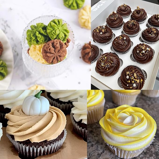 Large Piping Tips Set 1B 1C 1E 1G,Drop Flower Icing Tips for Star,Shell,Swirl,Rosette,Cake & Cupcake Decorating,Closed Star,4 Pcs